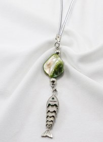 Resim biuti Sedef Yeşil Taşlı Ve Gümüş Kaplama Yeşil Parlak Taşlı Balık Araba Dikiz Ayna Süsü Hediyelik 