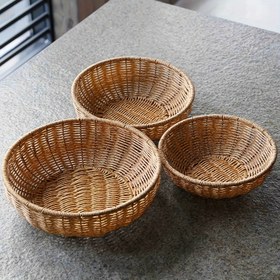 Resim Bohem El Yapımı Taklit Rattan Dokuma Sepet - Ekmek, Meyve, Atıştırmalıklar & Açık Hava Piknikleri İçin Mükemmel - Çok Yönlü Mutfak & Yemek Dekoru 