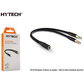 Resim Hytech Hy-x78 Siyah 3.5mm To Audio + Mic 0.15m Kulaklık Çevirici 