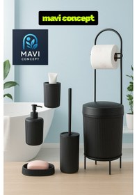 Resim Lüks Şık 6 Lı Banyo Seti Mat Siyah 