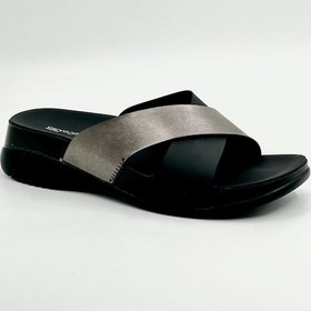 Resim Ceyo Platın Çapraz Bantlı Kadın Terlik Platin - Siyah 