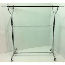 Resim Vitrinraf Tekerlekli Komple Krom V Ayarlı Çift Taraflı Stand Askılık (Esek 