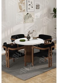 Resim Avvio Carmen Serisi Bohem Ayak 4'lü Tokyo Metal Demonte Sandalye Masa Sandalye Takımı Akça Masa Sandalye Kahve Kumaş Siyah 