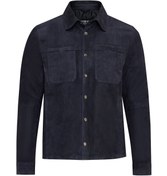 Resim Enzo Men's Navy Shirt Collar Suede Leather Jacket Derimod