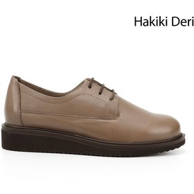 Resim GÖNDERİ(R) Kadın Vizon Antik Bağcıklı Dolgu Taban Hakiki Deri Ayakkabı 