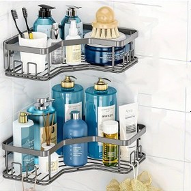 Resim Willowhaven 2 Adet Gri Dökme Demir Köşe Rafı Duvar Askılı Banyo Depolama Organizeri Gri 