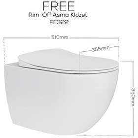 Resim Creavit Free Rim-off Thermoplast Yavaş Kapanan Klozet Kapaklı Beyaz Set 