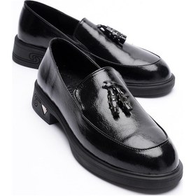 Resim Kadın Rugan Loafer Püsküllü Siyah Riva Siyah/rugan 