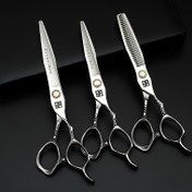 Resim Samurai Grit Profesyonel Saç İnceltme Makası 16.51cm & 15.24cm - Ejderha Sap Tasarımı, Paslanmaz Çelik Bıçaklar, Kıvırcık/Dalgalı Saçlar İçin Ergonomik Sağ El Makasları, Dayanıklı ve Keskin, Kuaför & Ev Kullanımı için 
