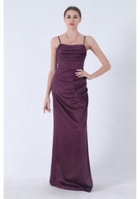 Resim Feminist Mürdüm Sırtı Bağlamalı Yırtmaçlı Abiye 4522018.21 Mürdüm 