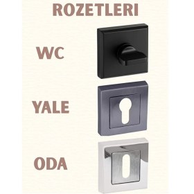 Resim Zeraf Ev Yalı Koleksiyonu Kare Rozetli Alüminyum Kapı Kolu Oda Wc Lavabo Uyumlu Kapı Kolu Mat Altın 