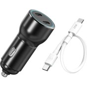 Resim Hızlı Araç Şarj Aleti Type C Samsung Telefonlar Için 60 W Hızlı Araba Şarjı Cihazı ve 25CM Kablo 
