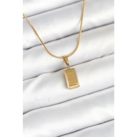 Resim Mena Rise 316L Çelik Gold Renk Mini Külçe Altın Model Kolye - Lisinya 