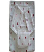 Resim More Home Bebek Müslin Bez Battaniye Set 5 Parça Kalpli Beyaz Kırmızı Beyaz - Kırmızı 