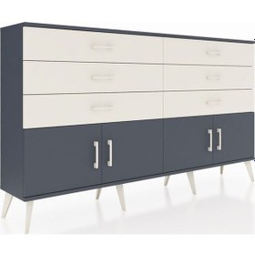 Resim Arges Konsol 2 Raflı 6 Çekmeceli 4 Kapaklı 176x30x99 Antrasit-ant Antrasit-antrasit/aytaşı 