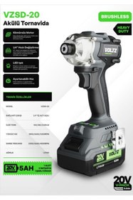 Resim Voltz VZSD-20 Akülü Tornavida - Kömürsüz - Ağır Hizmet - 1/4" Hızlı Değiştirme - Led Işık - Ayarlana 