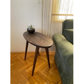 Resim Emel Ahşap Çok Amaçlı Masif Ahşap Yan Sehpa, 84X39 Cm, Ceviz, Laptop-Çalışma Sehpası 