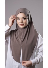 Resim Hürrem Bone Vizon Pratik Hazır Geçmeli Tesettür Eşarp Sandy Kumaş Yırtmaçlı Düz Hijab 2310 10 