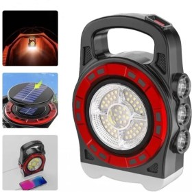 Resim P-6678C Dış Mekan Solar Şarj Işığı Çok Fonksiyonlu Projektör Hazine Güçlü Işık El Feneri 