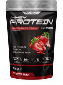 Resim Viapecia Çilek Aromalı Whey Protein Tozu 908g - Kas Gelişimi İçin Zengin Protein Kaynağı 