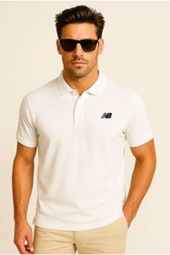 Resim New Balance Beyaz Classic Basic Logo Polo Yaka Pike Tişört MNT3415-WT 
