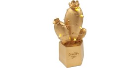 Resim River World LED Işıklı Sevimli Kaktüs Dekoratif Masa Lambası Mini Biblo Gece Lambası Gold 