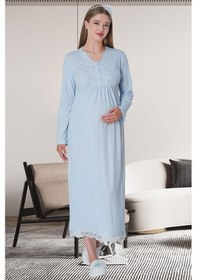 Resim Mecit Pijama Mecit 1512 Mavi Hamile Lohusa Gecelik 