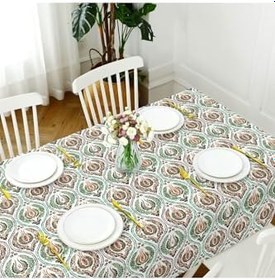 Resim Evim Canvas Etnik Desen Yeşil Sıvı Geçirmez Leke Tutmaz Masa Örtüsü MİNT YEŞİLİ 80 x 120 