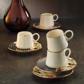 Resim Sandro Moreno 1453 Tropikal Yüzük Line Gold 12 Parça Kahve Fincan Takımı 90 ml 153AR263662 