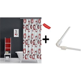 Resim Banyo Perdesi Karma 2x110x200, Perde Borusu Askı Aparatı Köşe Boru Beyaz Hediyeli, Duş Perdesi Seti Çok Renkli 
