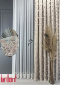Resim Tül Perde Brillant Marka Dharma Desen Ttm Zemin Kumaş Ultra Dökümlü Ekru 