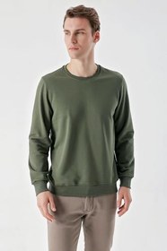 Resim Morven Erkek Yeşil Basic Bisiklet Yaka Sweat-Shirt 
