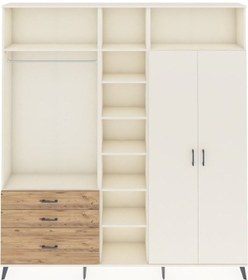 Resim Arges Dolap 10 Raflı 3 Çekmeceli 2 Askılı 220x30x243 Aytaşı-aytaşı/çam Aytası/atlas Çam 