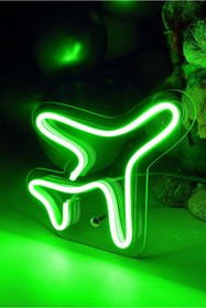 Resim vinyuup Çocuk Odası Için Masaüstü Küçük Uçak Şeklinde Neon Led Işıklı Tablo 16 X 16 Cm 