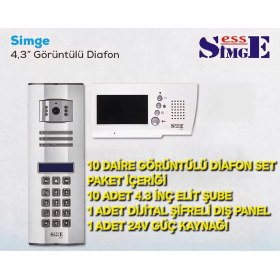 Resim Simge 10 Daire Görüntülü Diafon Set 