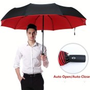 Resim FoungRainOne Büyük Katlanabilir Şemsiye, 10 Kaburga Güçlendirilmiş Dayanıklılık, Otomatik Açma/Kapama, Siyah UV Koruma, Rüzgar Geçirmez, Su Geçirmez, Erkekler ve Kadınlar İçin Demir Çerçeve ve Plastik Saplı Taşınabilir Şemsiye, Seyahat Şemsiyesi | Geniş Şemsiye | Katlanabilir Şemsiye 