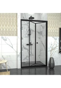 Resim Tekno Duş Black Corina Akordiyon Şeffaf Cam Duşakabin Şeffaf 