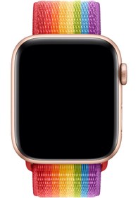 Resim Apple Watch Uyumlu Spor Loop Kordon Gökkuşağı - 38 - 40 - 41 - (42-Watch-10 - 11)mm M/L 