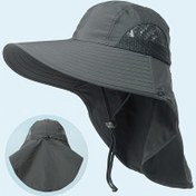 Resim 1 adet Unisex Geniş Kenar Güneş Şapkası Boyun Koruma ile - Nefes Alabilen Mesh Arka, Ayarlanabilir Çene Askısı, Siyah Açık Hava Güneş Şapkası Erkekler ve Kadınlar için, Balıkçılık, Yürüyüş ve Günlük Giyim için Rahat, Güneş Korumalı Şapka, Yürüyüş Ekipmanı, Dayanıklı Başlık 
