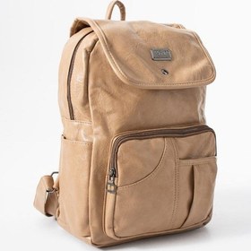 Resim Y.suni Deri Kadın Sırt Çantası Vegan Deri Bayan Sırt Çantası 30 20 Cm Yumuşak Doku Çok Cepli Krem 