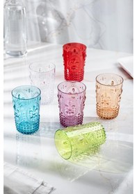 Resim Ew'S Akrilik Kısa Meşrubat Su Kahve Yanı Bardağı 6'lı 400 ML Çok Renkli 