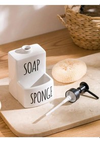 Resim Seramik Sıvı Sabunluk Ve Süngerlik Şık Ve Pratik Banyo Mutfak 17 X 9 Cm Beyaz 