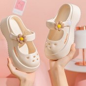 Resim Kızlar Sevimli Çiçekli Baskılı Clog Sandaletler, Çocuklar için Rastgele Renkli Casual Dress Up Mary Jane Ayakkabıları 