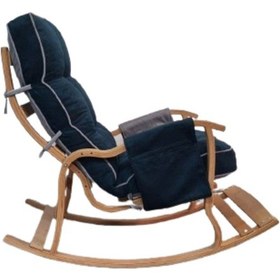 Resim Zuesse Dizayn Mosso Çift Minderli Ahşap Sallanan Sandalye Tv Baba Koltuğu Dinlenme Koltuğu Petrol Yeşili - Gri 