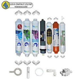 Resim Pemax Water Solutions Kapalı Kasa Su Arıtma İçin Uygun Sertifikalı 7'li Platinum Mebran purefer-B12 Alkali-Mineral Set 