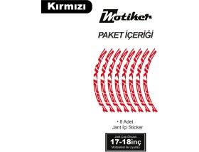 Resim Rks (Qj Motor) Srk 125R Motosiklet Jant Içi Sticker Etiket Modeli Kırmızı 