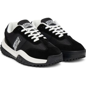 Resim Versace Erkek Fondo Hyber Dis. 47 Yazı Logolu Süet Panelli Sneaker - Siyah 