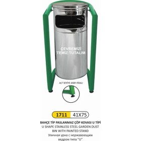 Resim Arı Metal Bahçe Çöp Kovası U Tipi Pasl.kovalı 