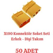 Resim Xt90 Konnektör Soket Seti Erkek Dişi 50 Adet Takım 