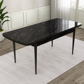 Resim Canisa Concept Ram Serisi 80x132 Açılabilir Mutfak Masası Takımı Barok Desen Masa 6 Cappucino Sandalye 